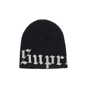 Supreme SS26 Old English Printed Beanie Black 1 Sz Fits All